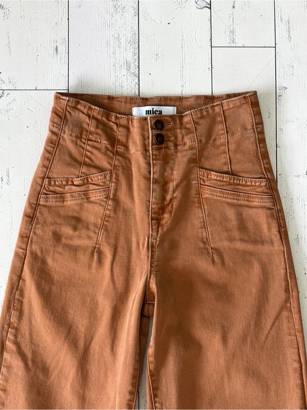 Mica Denim Rust Brown High Rise Wide Leg Jeans Women’s Size 25 Stretch - Picture 4 of 12